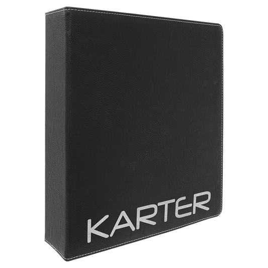 11" x 11 1/2" Black/Siver Laserable Leatherette 3 Ring Binder with 2" Slant D Rings (Sold by Case of 4)