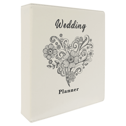 11" x 11 1/2" White/Black Laserable Leatherette 3 Ring Binder with 2" Slant D Rings (Sold by Case of 4)