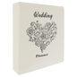 11" x 11 1/2" White/Black Laserable Leatherette 3 Ring Binder with 2" Slant D Rings (Sold by Case of 4)