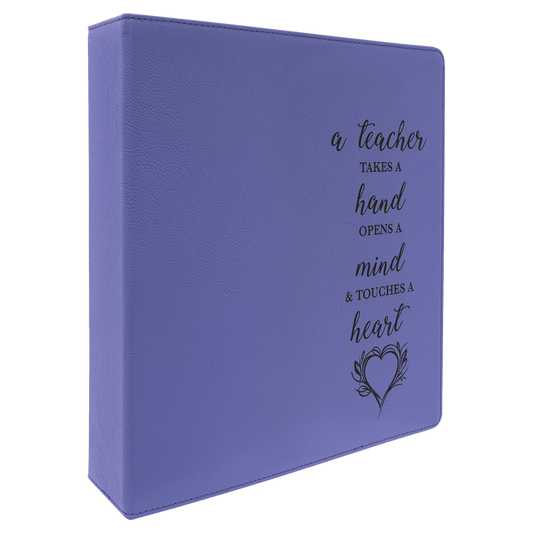 11" x 11 1/2" Purple/Black Laserable Leatherette 3 Ring Binder with 2" Slant D Rings (Sold by Case of 4)