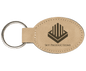3" x 1 3/4" Light Brown Laserable Leatherette Oval Keychain (Sold by Case of 50)
