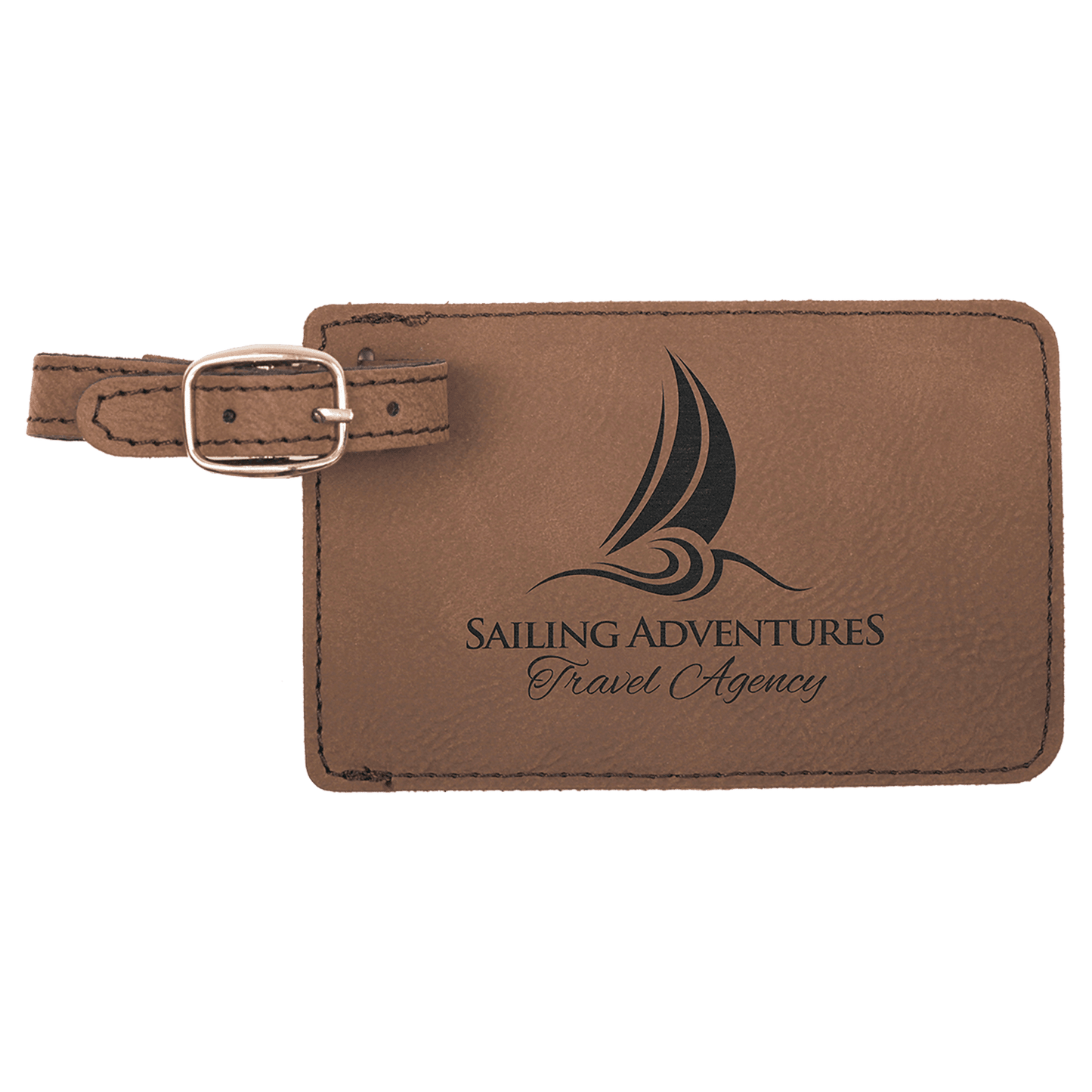 4 1/4" x 2 3/4" Dark Brown Laserable Leatherette Luggage Tag (Sold by Case of 10)