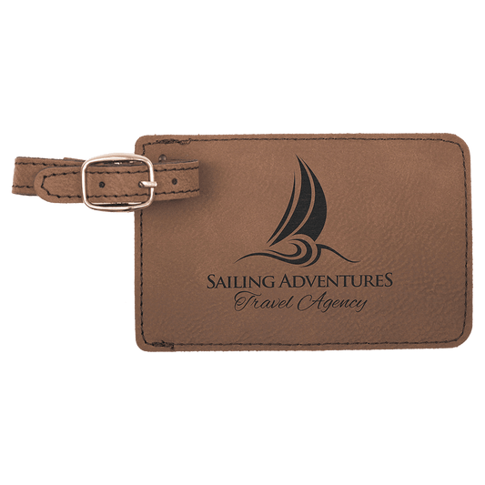4 1/4" x 2 3/4" Dark Brown Laserable Leatherette Luggage Tag (Sold by Case of 10)