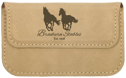 4 1/2" x 2 3/4" Light Brown Laserable Leatherette Flexible Business Card Holder (Sold by Case of 10)
