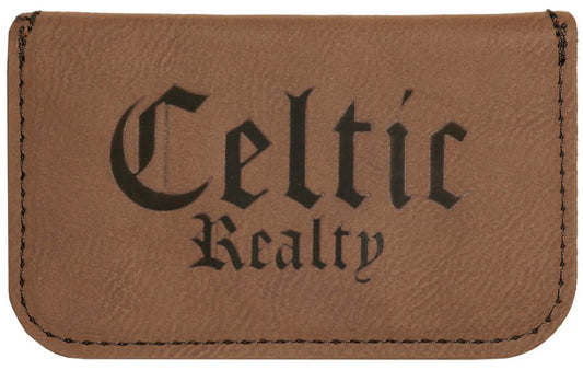 4 1/2" x 2 3/4" Dark Brown Laserable Leatherette Flexible Business Card Holder (Sold by Case of 10)
