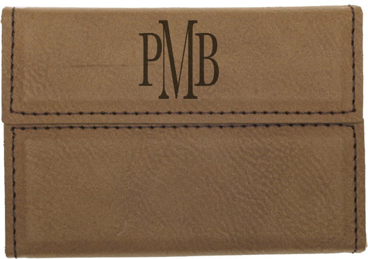 3 3/4" x 2 3/4" Dark Brown Laserable Leatherette Hard Business Card Holder (Sold by Case of 10)