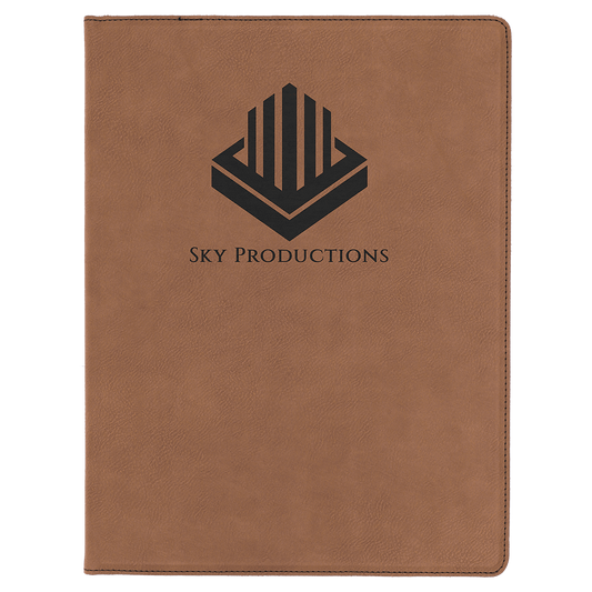 9 1/2" x 12" Dark Brown Laserable Leatherette Portfolio with Notepad (Sold by Case of 4)