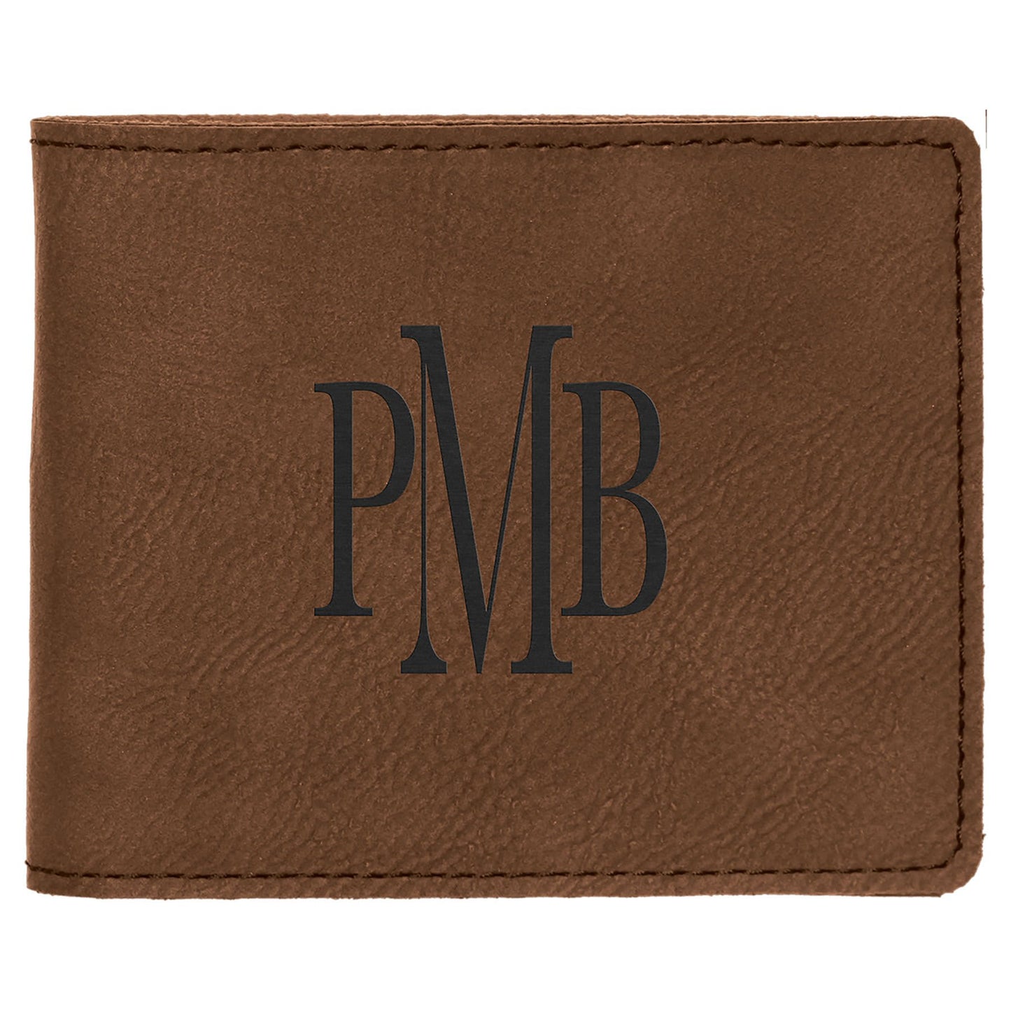 4 1/2" x 3 1/2" Dark Brown Laserable Leatherette Bifold Wallet (Sold by Case of 10)