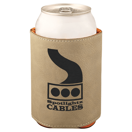 3 3/4" Light Brown Laserable Leatherette Beverage Holder (Sold by Case of 25)