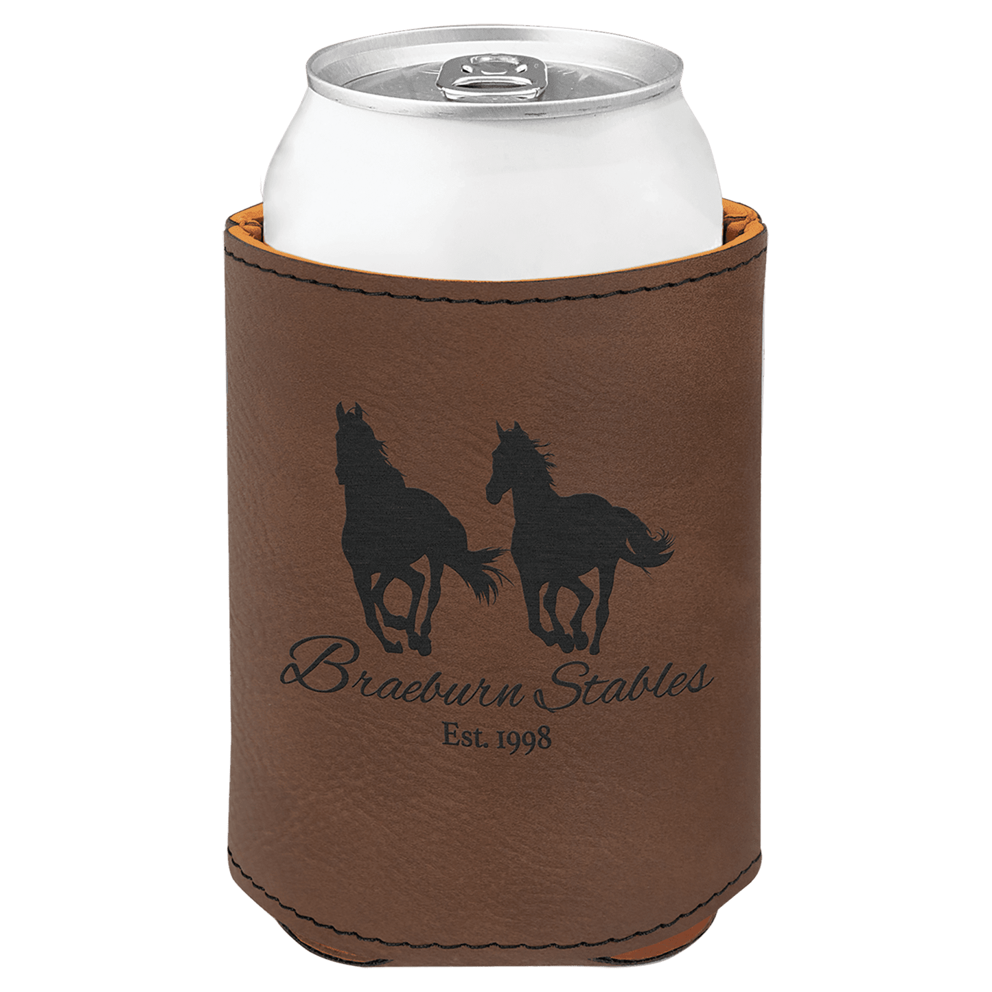 3 3/4" Dark Brown Laserable Leatherette Beverage Holder (Sold by Case of 25)