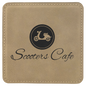 4" x 4" Square Light Brown Laserable Leatherette Coaster (Sold by Case of 6)