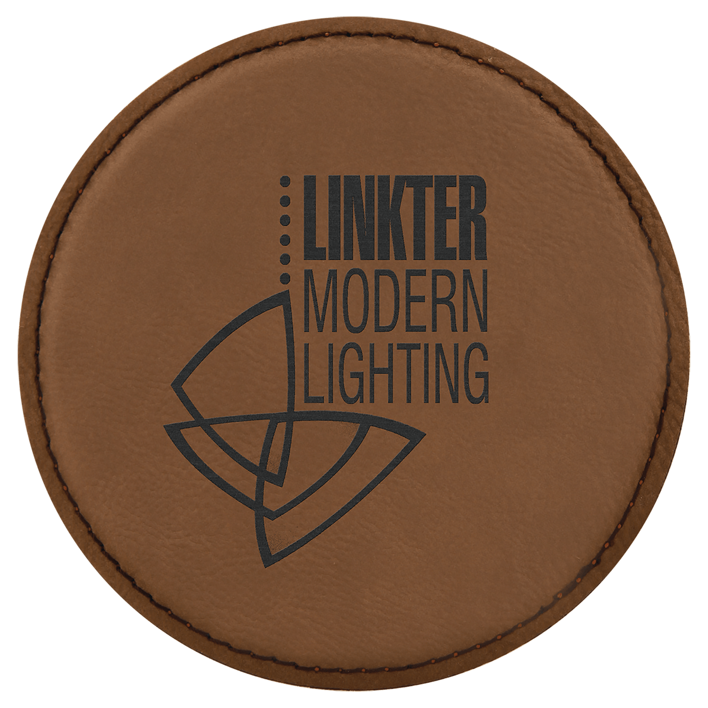 4" Round Dark Brown Laserable Leatherette Coaster (Sold by Case of 6)