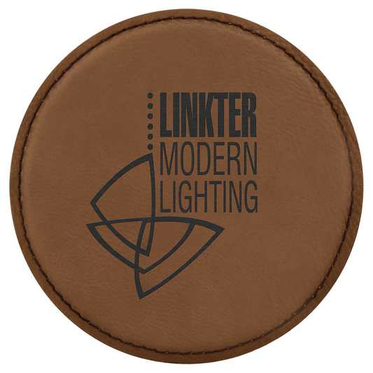4" Round Dark Brown Laserable Leatherette Coaster (Sold by Case of 6)