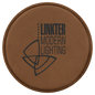 4" Round Dark Brown Laserable Leatherette Coaster (Sold by Case of 6)