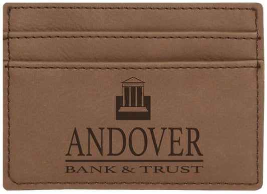 4" x 2 3/4" Dark Brown Laserable Leatherette Wallet Clip (Sold by Case of 10)