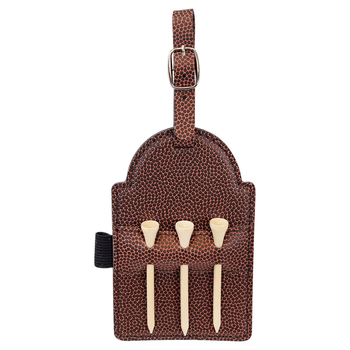 5" x 3 1/4" Football Laserable Leatherette Golf Bag Tag with 3 Wooden Tees (Sold by Case of 10)