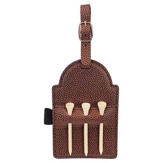 5" x 3 1/4" Football Laserable Leatherette Golf Bag Tag with 3 Wooden Tees (Sold by Case of 10)