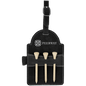 5" x 3 1/4" Black/Silver Laserable Leatherette Golf Bag Tag with 3 Wooden Tees (Sold by Case of 10)