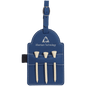 5" x 3 1/4" Blue/Silver Laserable Leatherette Golf Bag Tag with 3 Wooden Tees (Sold by Case of 10)