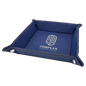 6" x 6" Blue/Silver Laserable Leatherette Snap Up Tray with Silver Snaps (Sold by Case of 6)