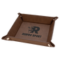 6" x 6" Dark Brown Laserable Leatherette Snap Up Tray with Silver Snaps (Sold by Case of 6)