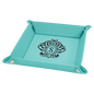 6" x 6" Teal Laserable Leatherette Snap Up Tray with Silver Snaps (Sold by Case of 6)