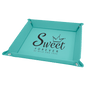 9" x 9" Teal Laserable Leatherette Snap Up Tray with Silver Snaps (Sold by Case of 6)