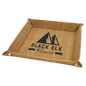 9" x 9" Bamboo Laserable Leatherette Snap Up Tray with Silver Snaps (Sold by Case of 6)