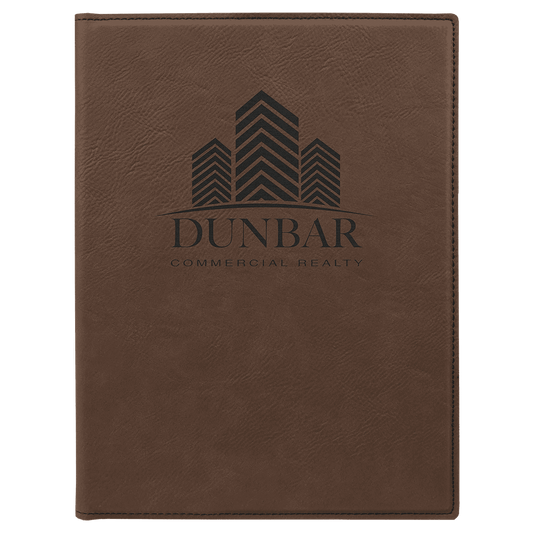 7" x 9" Dark Brown Laserable Leatherette Small Portfolio with Notepad (Sold by Case of 4)