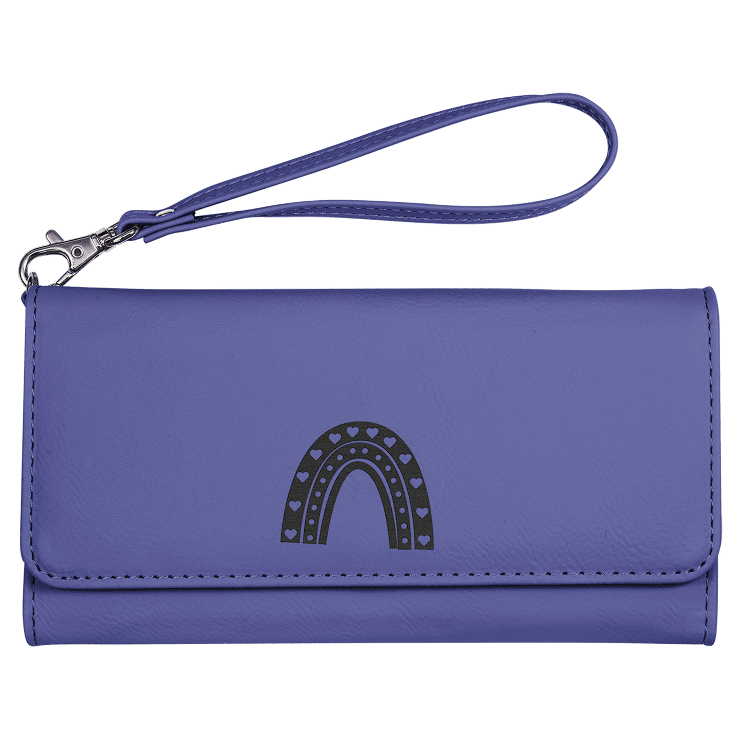 7 1/2" x 4" Purple Laserable Leatherette Wallet with Strap (Sold by Case of 6)