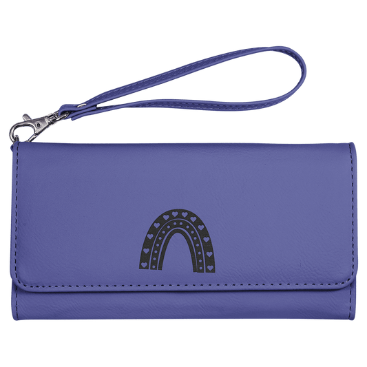 7 1/2" x 4" Purple Laserable Leatherette Wallet with Strap (Sold by Case of 6)