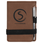 3 1/4" x 4 3/4" Dark Brown Laserable Leatherette Mini Notepad with Pen (Sold by Case of 10)
