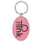 3" x 1 3/4" Laserable Leatherette/Metal Pink Oval Keychain (Sold by Case of 50)