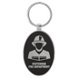 3" x 1 3/4" Laserable Leatherette/Metal Black/Silver Oval Keychain (Sold by Case of 50)
