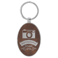 3" x 1 3/4" Laserable Leatherette/Metal Rustic/Silver Oval Keychain (Sold by Case of 50)