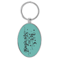 3" x 1 3/4" Laserable Leatherette/Metal Teal Oval Keychain (Sold by Case of 50)
