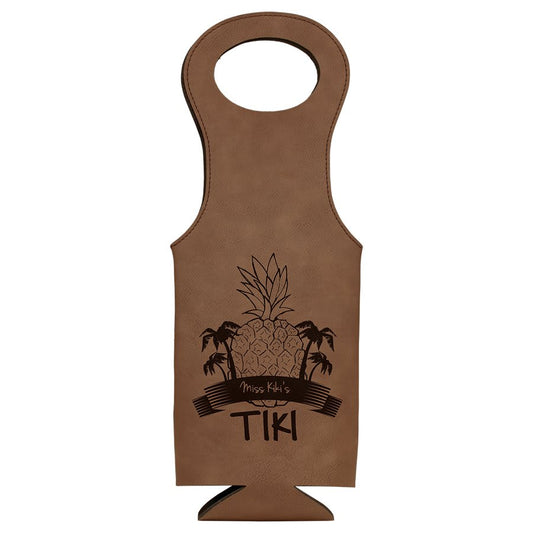 Dark Brown Laserable Leatherette Wine Bag (Sold by Case of 10)