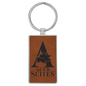 2 3/4" x 1 1/4" Laserable Leatherette/Metal Rawhide Rectangle Keychain (Sold by Case of 50)