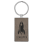 2 3/4" x 1 1/4" Laserable Leatherette/Metal Gray Rectangle Keychain (Sold by Case of 50)