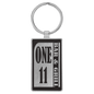 2 3/4" x 1 1/4" Laserable Leatherette/Metal Black/Silver Rectangle Keychain (Sold by Case of 50)