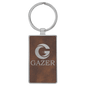 2 3/4" x 1 1/4" Laserable Leatherette/Metal Rustic/Silver Rectangle Keychain (Sold by Case of 50)