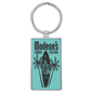 2 3/4" x 1 1/4" Laserable Leatherette/Metal Teal Rectangle Keychain (Sold by Case of 50)