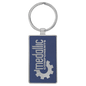 2 3/4" x 1 1/4" Laserable Leatherette/Metal Blue/Silver Rectangle Keychain (Sold by Case of 50)