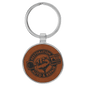 1 1/2" Laserable Leatherette/Metal Rawhide Round Keychain (Sold by Case of 50)