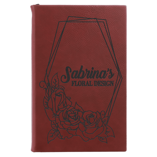 5 1/4" x 8 1/4" Rose Laserable Leatherette Sketch Book with Unlined Notepad (Sold by Case of 4)