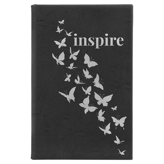 5 1/4" x 8 1/4" Black/Silver Laserable Leatherette Sketch Book with Unlined Notepad (Sold by Case of 4)