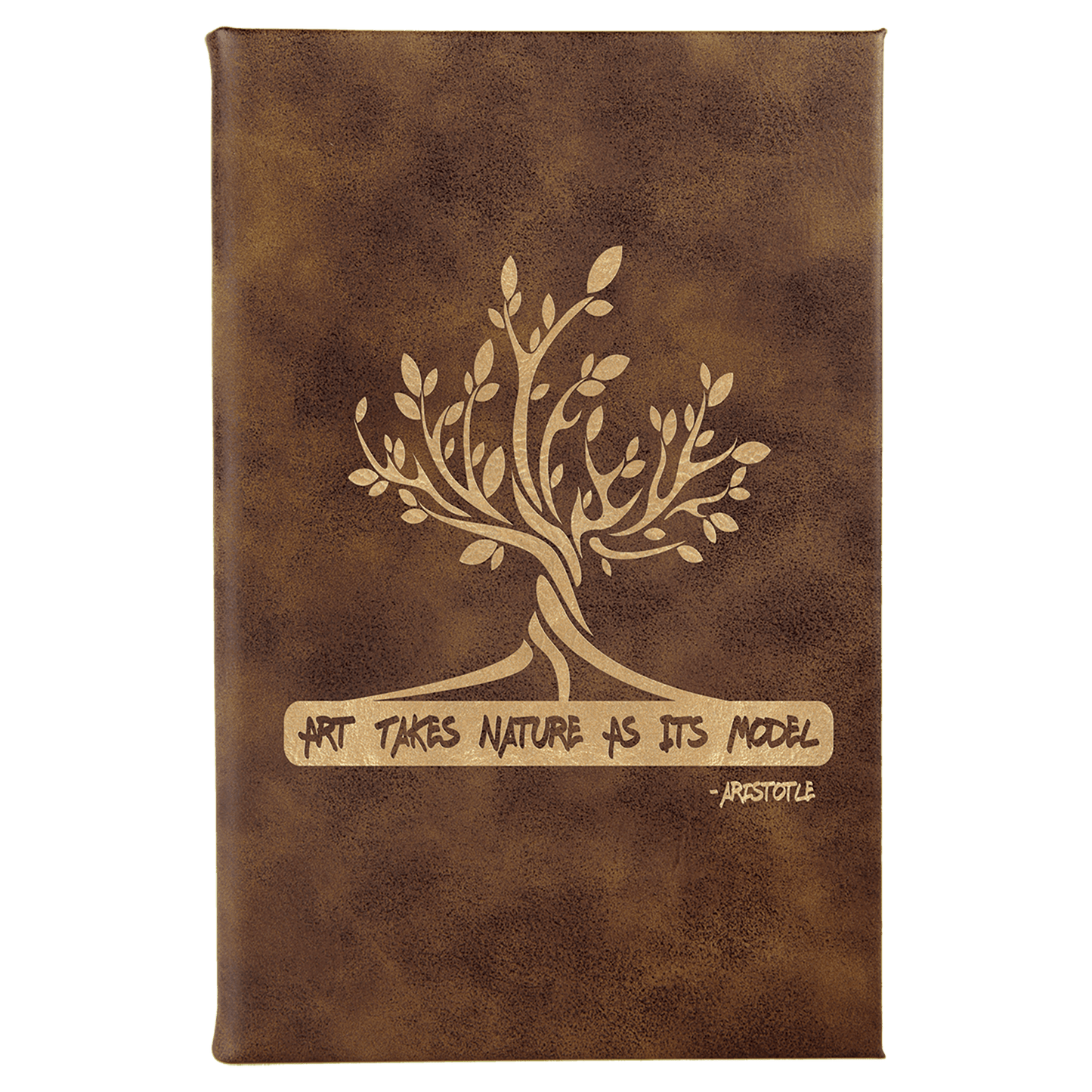5 1/4" x 8 1/4" Rustic/Gold Laserable Leatherette Sketch Book with Unlined  Notepad (Sold by Case of 4)