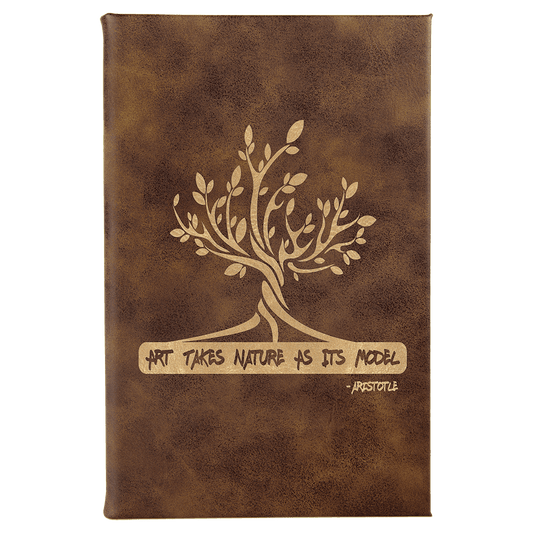 5 1/4" x 8 1/4" Rustic/Gold Laserable Leatherette Sketch Book with Unlined  Notepad (Sold by Case of 4)