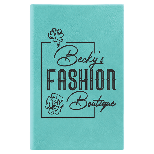 5 1/4" x 8 1/4" Teal Laserable Leatherette Sketch Book with Unlined Notepad (Sold by Case of 4)