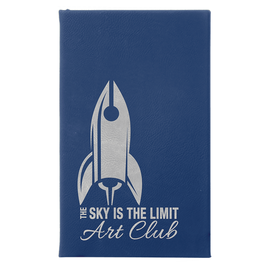 5 1/4" x 8 1/4" Blue/Silver Laserable Leatherette Sketch Book with Unlined  Notepad (Sold by Case of 4)